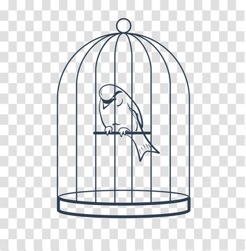 bird in a cage silhouette