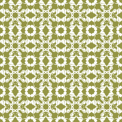 Olive green floral seamless pattern