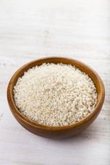 Fototapeta na wymiar Raw rice in a bowl