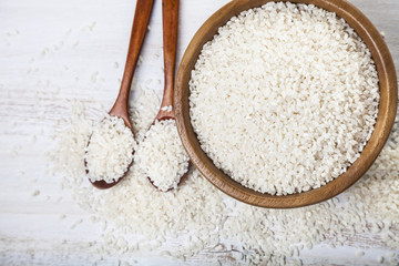 Raw rice in a bowl