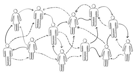 Hand drawn social network vector presentation