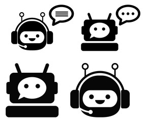 Black chatbot vector icon