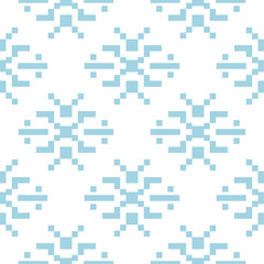 White and blue geometric ornament. Seamless pattern