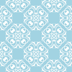 White floral seamless pattern on blue background