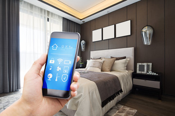 smart home system on mobile phone with background
