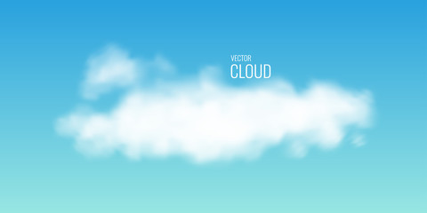 Transparent white cloud on the sky. Realistic illustration.