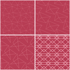 Geometric patterns. Set of pale red seamless backgrounds