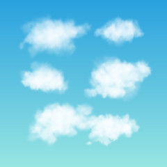 Obraz premium Transparent white cloud on the sky. Realistic illustration.
