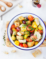 Traditional healthy Panzanella salad