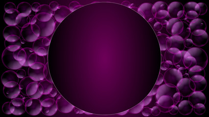 Geometric abstract violet background with purple air bubbles or water drops. Vector illustration.
