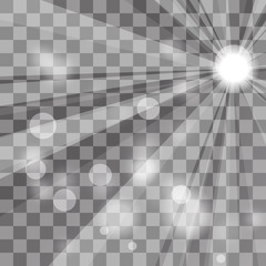 sunburst rays with blur lights on a chequered background