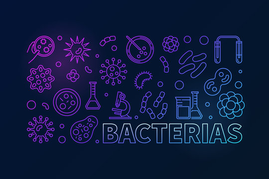 Vector bacterias colorful banner made with bacteria and microbe 