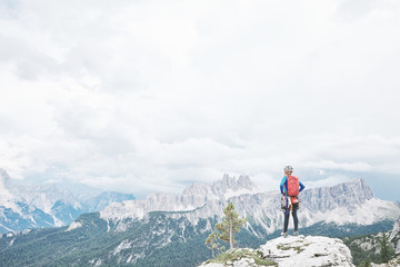 Obraz premium Rock climber in Dolomites