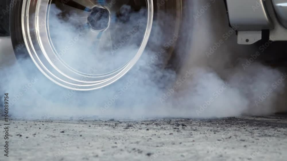 Wall mural drag racing car burn tire at start line