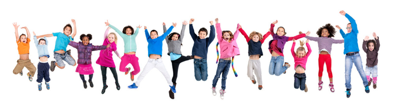 Kids jumping isolated