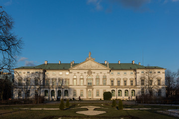 Obraz premium Baroque Krasinski Palace and blue sky in Warsaw, Poland