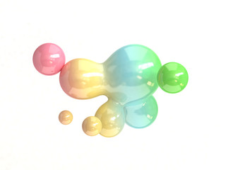 abstract bubble shape colourful floating 3d rendering 
