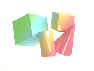 abstract geometric shape white background 3d rendering