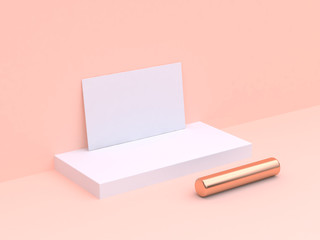 blank paper card 3d rendering cream wall
