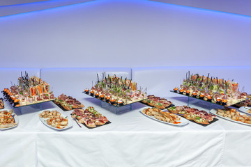 Canape for a buffet table, appetizer.