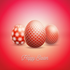 Fototapeta na wymiar Vector Illustration of Happy Easter Holiday with Painted Egg and Flower on Clean Background. International Celebration Design with Typography for Greeting Card, Party Invitation or Promo Banner.
