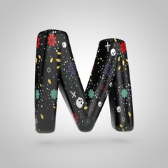 Santa Muerte letter M uppercase isolated on white background.