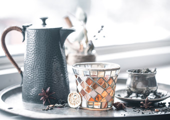 still life with tea pot and tea