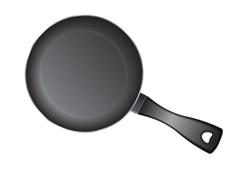 Vector realistic empty frying pan, top view isolated on white background.