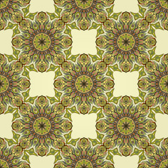 Ornate floral seamless texture, endless pattern with vintage mandala elements.