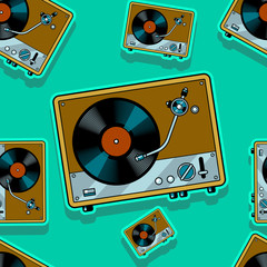 Record player turntable seamless vector