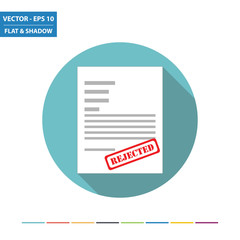 Document and rejected stamp flat icon with long shadow. Vector Illustration.