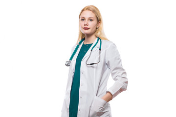 Fototapeta premium Woman doctor with stethoscope