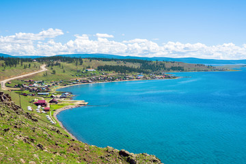 Fototapeta premium Turt (Khankh) village on the shore of Lake Hovsgol, Mongolia 