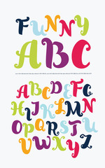 Colorful vector alphabet in vintage style.