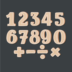 Wooden numbers - vector