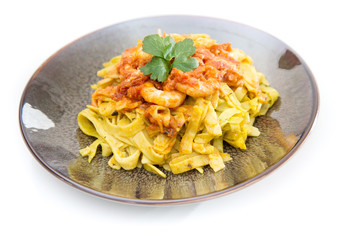 Pasta with Shrimp Dish on a the table