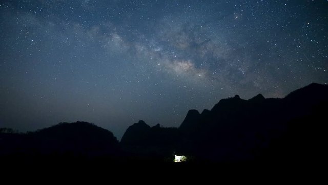 Time Lapse Milky way over mountain.
