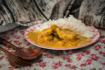 Handmade Indian curry chicken rice