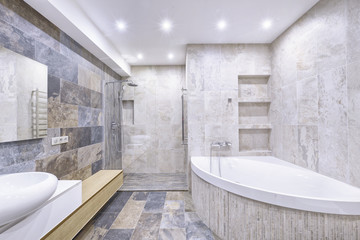 Interior design stylish bathroom luxury house.