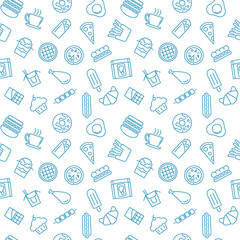 Pattern with fast food icons - vector seamless texture