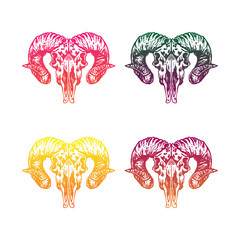 Set Goat Head Vector