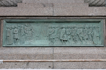 Cleaning the statue of Tsar Osvoboditel , monument of King Liberator - Russian king Alexander II , built in 1907 year, in Sofia, Bulgaria – nov 21,2012. Dismantlement of monument of King Liberator 