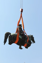 Disassembly for basic cleaning the statue of Tsar Osvoboditel , monument of King Liberator -...