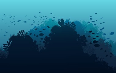 Fototapeta na wymiar Ocean underwater world with animals, vector illustration