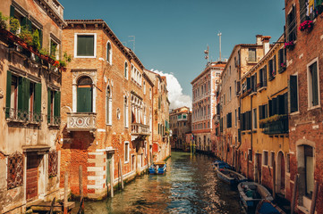 Fototapeta na wymiar Canal in Venice, Italy. Architecture and landmarks of Venice