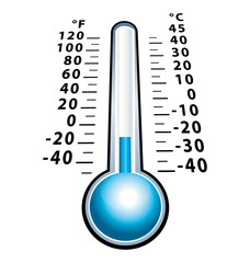 Frozen thermometer with negative temperature. isolated cold vector icon.