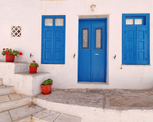 typical Mediterranean island house facade