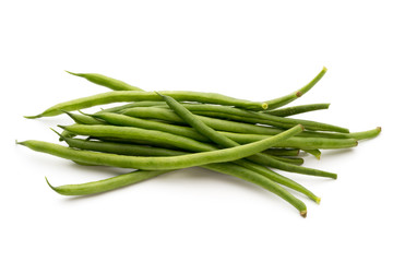 Green beans isolated on a white background.