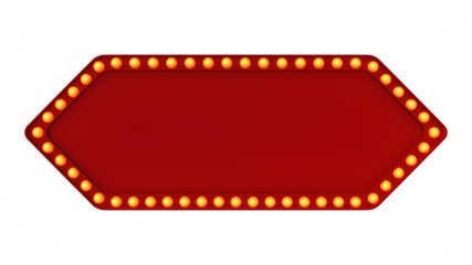 Red Marquee light board sign retro on white background. 3d rendering