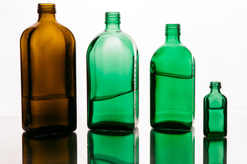 Bottles on white background